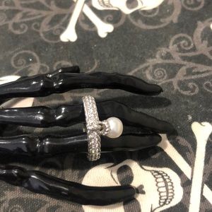 Judith Ripka Sterling Silver Pearl Charm Ring